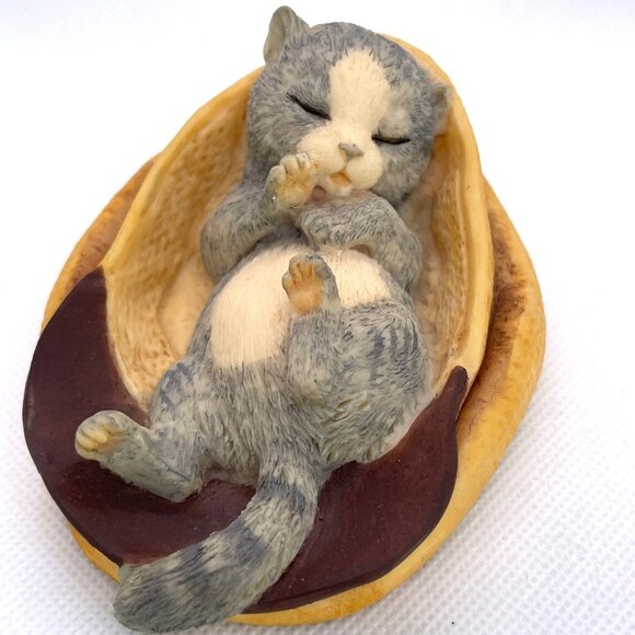 Aynsley MasterCraft Sleeping Grey Tiger Cat Kitty Kitten Hat Cap UK England VTG - Picture 9 of 9